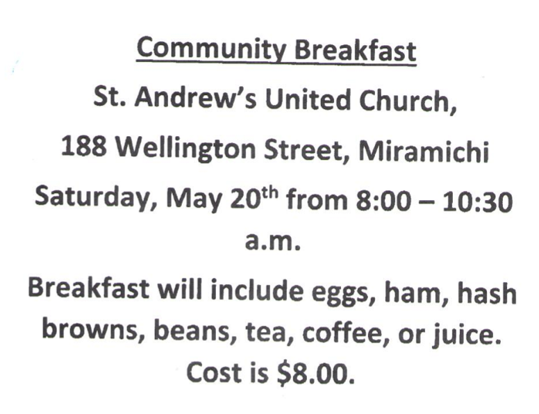 St Andrews Breakfast May 20 2017