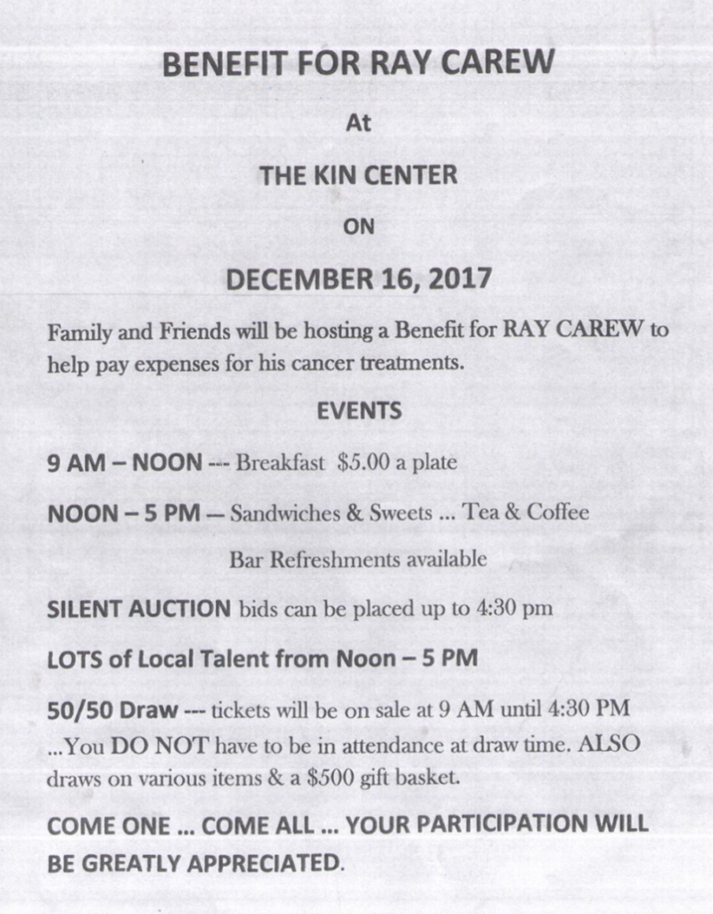Benefit for Ray Carew